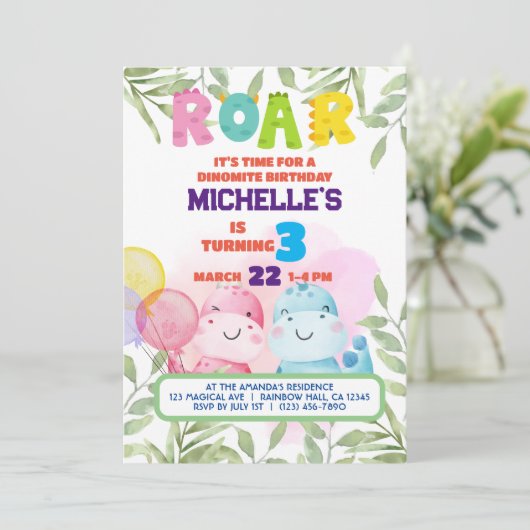 Leuke Dinosaurus Kids Verjaardag Dino Chalkboard B Kaart (Staand voorkant)