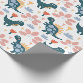 Leuke Dinosaurus Kids Verjaardag Wrapping Papier (Hoek)