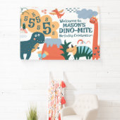 Leuke Dinosaurus Kids Verjaardagsfeestbanner Spandoek (Insitu)