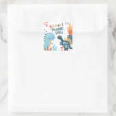 Leuke Dinosaurus Kids Verjaardagsfeestje Dank u Vierkante Sticker (Tas)