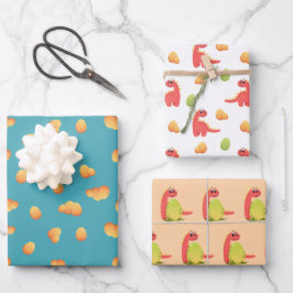 Leuke Dinosaurus Kids Verjaardagsfeestje Inpakpapier Vel