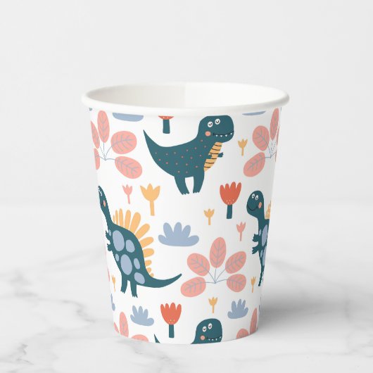 Leuke Dinosaurus Kids Verjaardagsfeestje Papieren Bekers (Links)