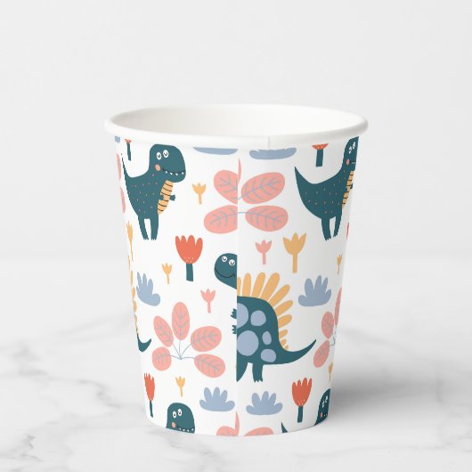 Leuke Dinosaurus Kids Verjaardagsfeestje Papieren Bekers (Rechts)