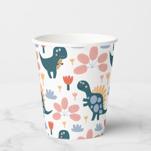 Leuke Dinosaurus Kids Verjaardagsfeestje Papieren Bekers (Voorkant)