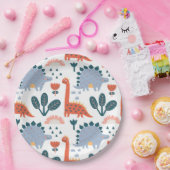 Leuke Dinosaurus Kids Verjaardagsfeestje Papieren Bordje (Feest)