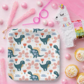 Leuke Dinosaurus Kids Verjaardagsfeestje Papieren Bordje (Feest)