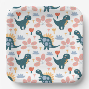 Leuke Dinosaurus Kids Verjaardagsfeestje Papieren Bordje