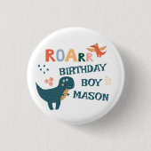 Leuke Dinosaurus Kids Verjaardagsfeestje Ronde Button 3,2 Cm (Voorkant)