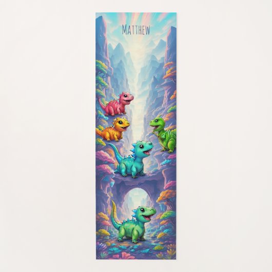 Leuke Dinosaurus Kinder Yogamat met aangepaste naa (Voorkant)