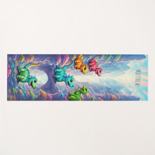 Leuke Dinosaurus Kinder Yogamat met aangepaste naa (Voorkant (horizontaal))
