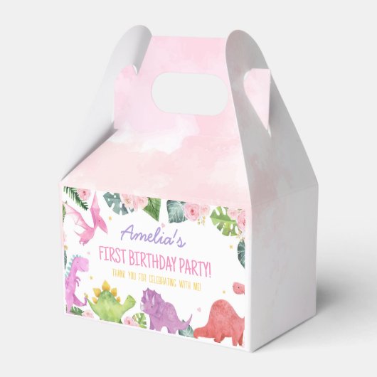 Leuke Dinosaurus Meisje Verjaardag Favor Box Bedankdoosjes (Achterkant)