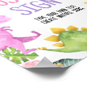 Leuke Dinosaurus Meisje Verjaardag Party Tafel Tek Poster (Hoek)