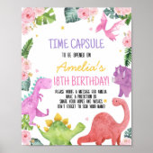 Leuke Dinosaurus Meisje Verjaardag Tijd Capsule Te Poster (Voorkant)