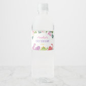 Leuke Dinosaurus Meisje Verjaardag Water Fles Labe Waterfles Etiket (Voorkant)