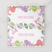 Leuke Dinosaurus Meisje Verjaardagsfeestje Plaats Plaatskaartje (Buitenkant ongevouwen)