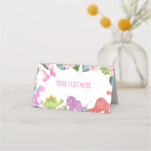 Leuke Dinosaurus Meisje Verjaardagsfeestje Plaats Plaatskaartje (Achterkant)