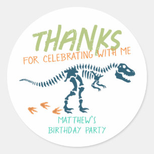 Leuke Dinosaurus Opgraving Jongens Verjaardag Beda Ronde Sticker