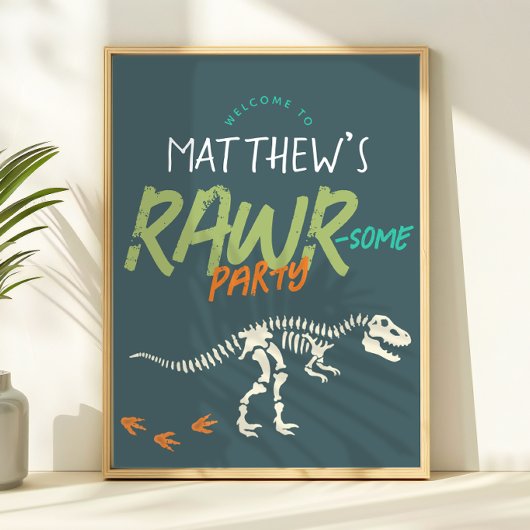 Leuke dinosaurus opgraving jongens verjaardag welk poster
