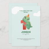 Leuke dinosaurus rawr party 1e verjaardag uitnodig feestdagenkaart (Voorkant / Achterkant)