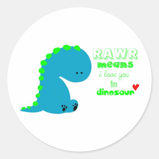 Leuke dinosaurus RAWR Ronde Sticker (Voorkant)