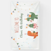 Leuke Dinosaurus T-Rex 4e Verjaardagsfeest Sign Ba Spandoek (Verticaal)