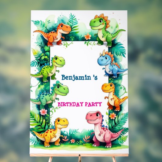 Leuke Dinosaurus T Rex Verjaardag Ballon Party Wel Acryl Bord (Neutraal)