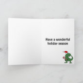 Leuke Dinosaurus T -t-rex in het Art. van Kerstmis Feestdagen Kaart (Binnen)