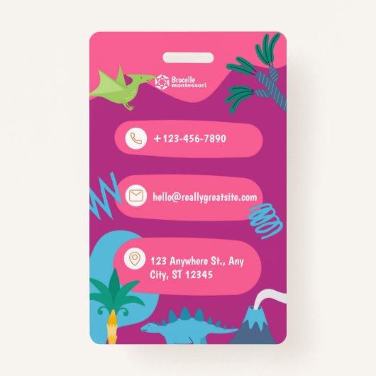 Leuke dinosaurus thema Student ID Kaart Badge (Achterkant)