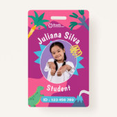 Leuke dinosaurus thema Student ID Kaart Badge (Voorkant)