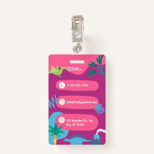 Leuke dinosaurus thema Student ID Kaart Badge (Achterkant met clip)