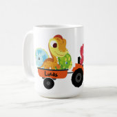 Leuke dinosaurus tractor jongen terug naar school  koffiemok (Voorkant links)