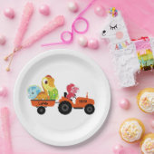 Leuke dinosaurus tractor jongen terug naar school papieren bordje (Feest)