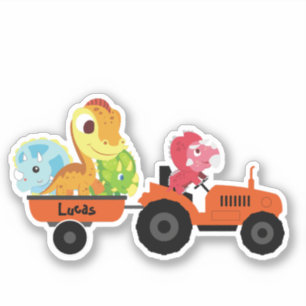 Leuke dinosaurus tractor jongen terug naar school  sticker