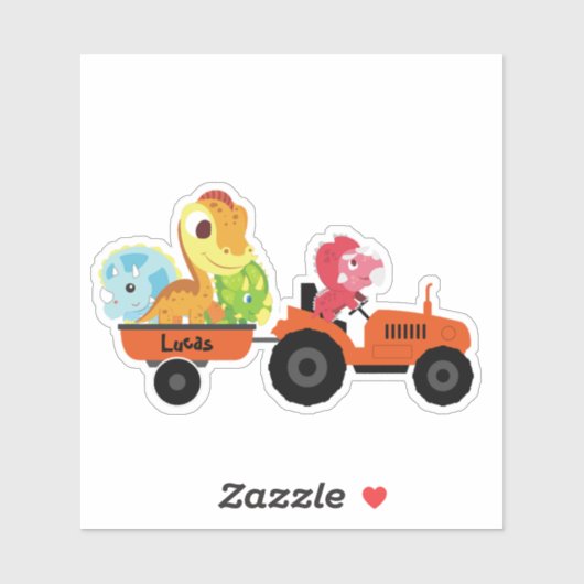 Leuke dinosaurus tractor jongen terug naar school  sticker (Vel)