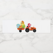 Leuke dinosaurus tractor jongen terug naar school  waterfles etiket (Enkel label)