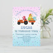 Leuke dinosaurus tractor Truck Verjaardagsfeestje  Kaart (Staand voorkant)