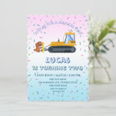 Leuke dinosaurus tractor Truck Verjaardagsfeestje  Kaart (Staand voorkant)