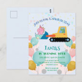 Leuke dinosaurus-tractor Verjaardagsfeestje doe-he Briefkaart (Voorkant / Achterkant)