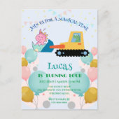 Leuke dinosaurus-tractor Verjaardagsfeestje doe-he Briefkaart (Voorkant)