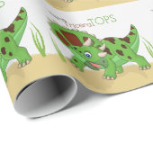 Leuke dinosaurus Triceratops Jongens en Meisjes Cadeaupapier (Rol Hoek)