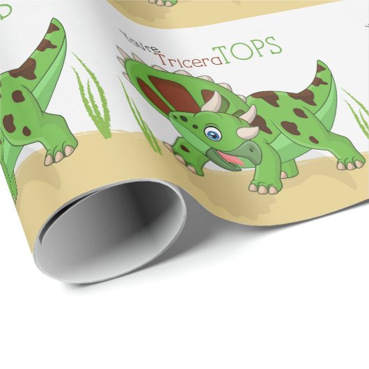 Leuke dinosaurus Triceratops Jongens en Meisjes Cadeaupapier (Rol Hoek)