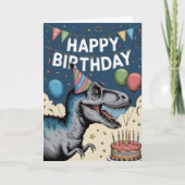 Leuke dinosaurus verjaardag kaart (Voorkant)