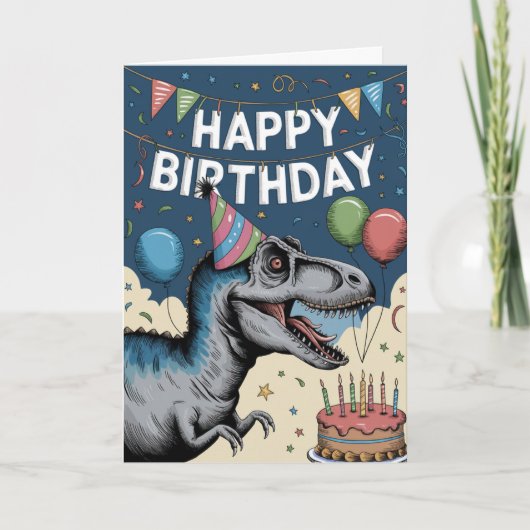 Leuke dinosaurus verjaardag kaart (Voorkant)