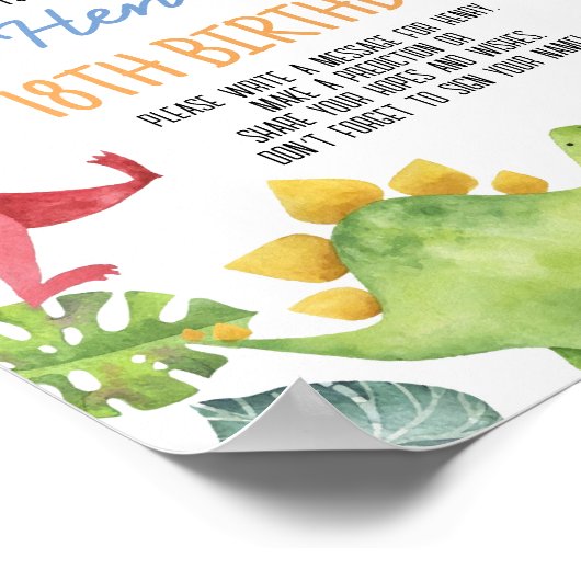 Leuke Dinosaurus Verjaardag Tijd Capsule teken Poster (Hoek)