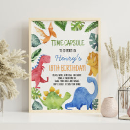 Leuke Dinosaurus Verjaardag Tijd Capsule teken Poster