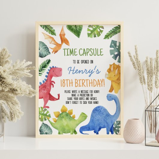Leuke Dinosaurus Verjaardag Tijd Capsule teken Poster