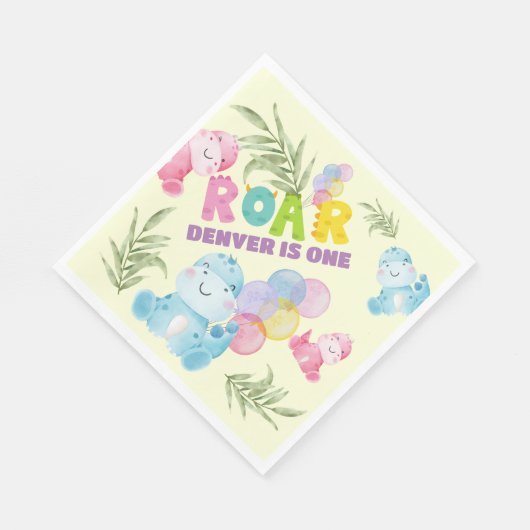 Leuke Dinosaurus Verjaardagsfeestje Kinder Dino Bo Servet (Hoek)