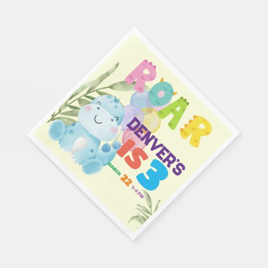 Leuke Dinosaurus Verjaardagsfeestje Kinder Dino Bo Servet (Hoek)