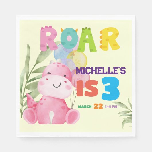 Leuke dinosaurus verjaardagsfeestje Kinder dino me Servet (Voorkant)