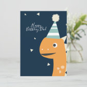 Leuke dinosaurus verjaardagshoed confetti blauw (Staand voorkant)